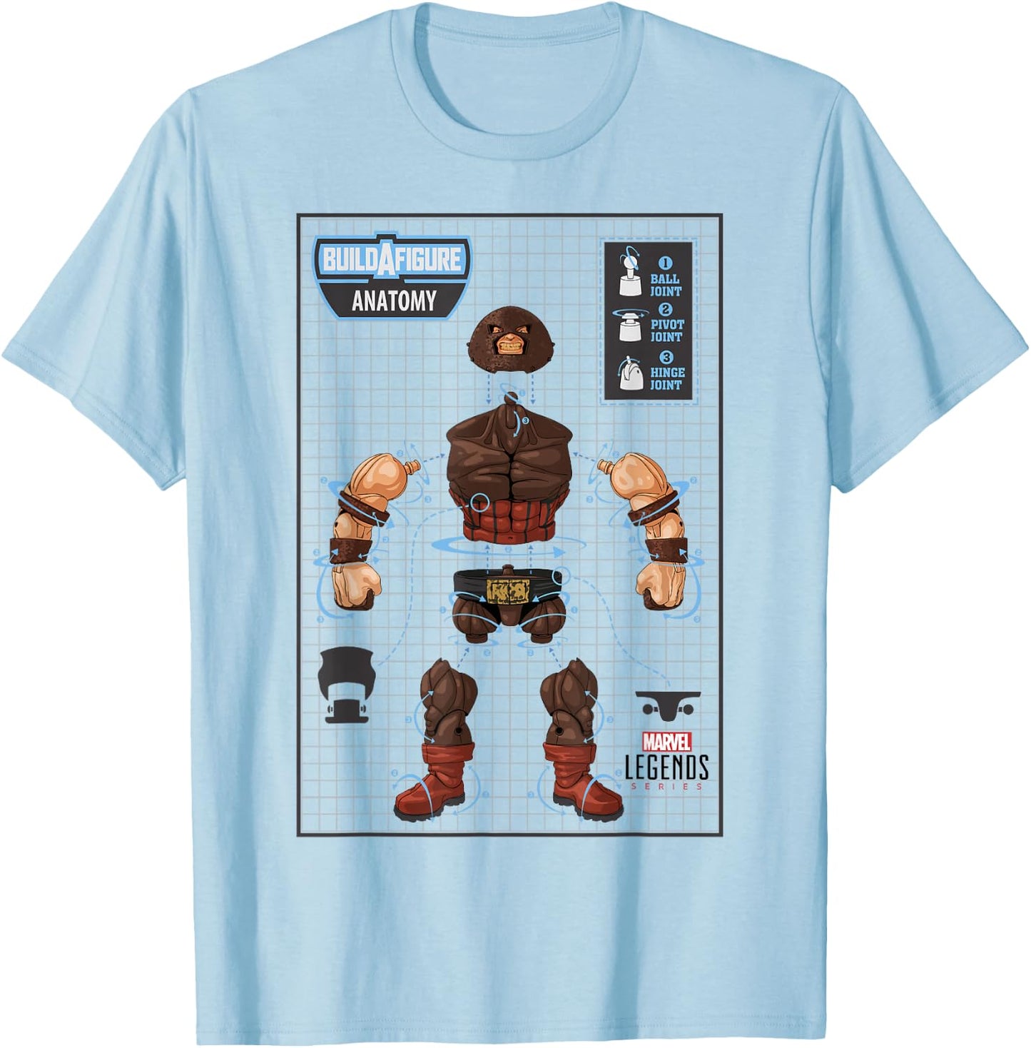 Marvel Legends Series Juggernaut Build A Figure Anatomy T-Shirt - T-Shirt | Light Blue
