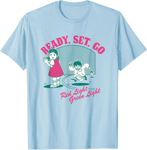 Squid Game 2 Ready Set Go Red Light Green Light T-Shirt - T-Shirt | Light Blue
