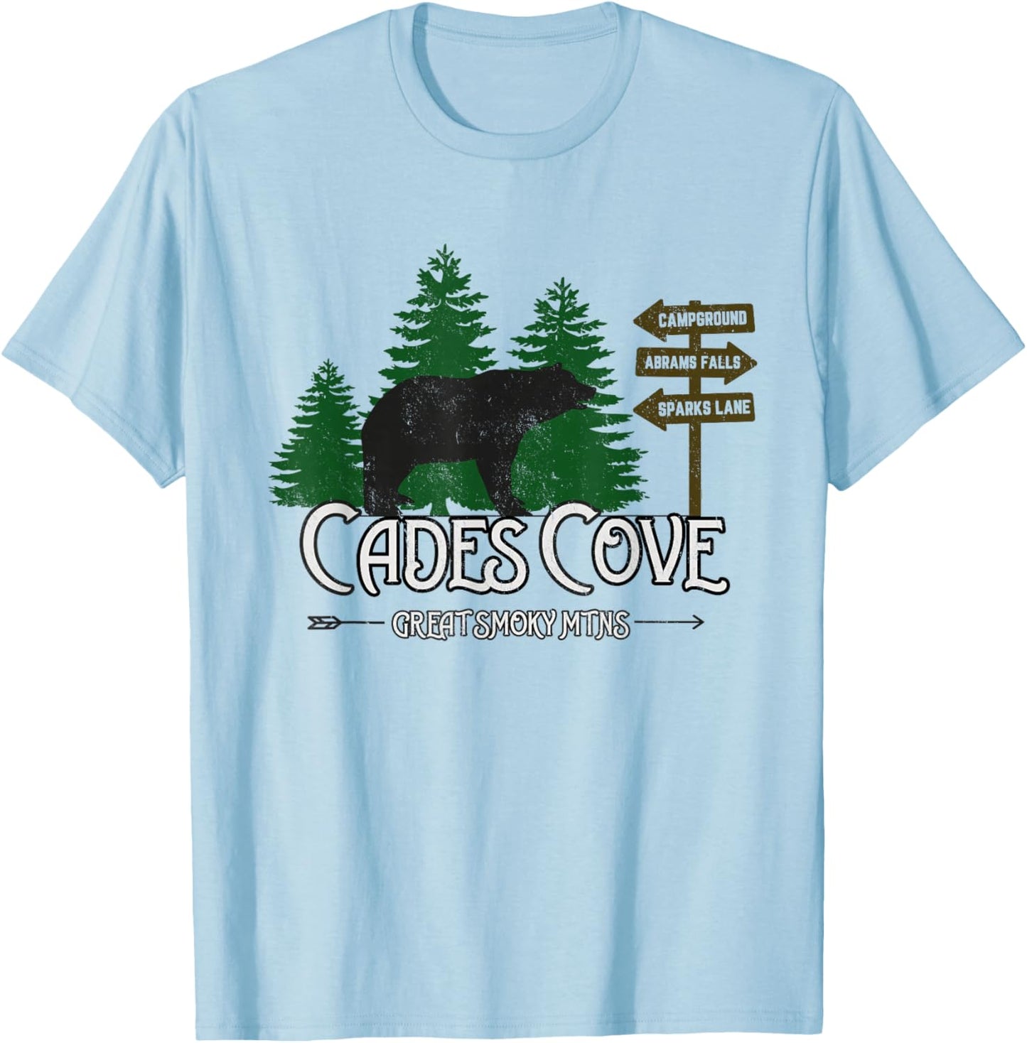 Cades Cove Black Bear Road Sign T-Shirt - T-Shirt | Light Blue
