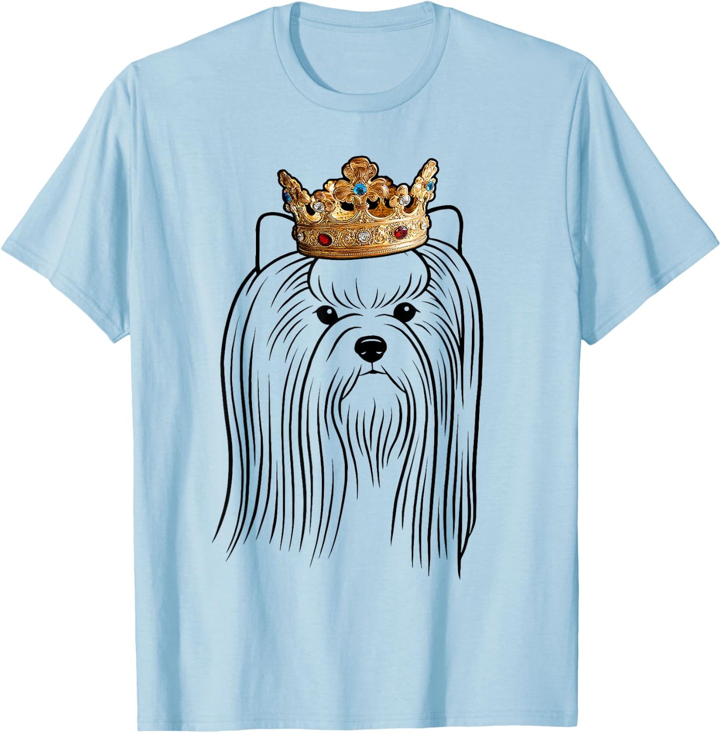 Biewer Terrier Dog Wearing Crown Men Women Girls Kids T-Shirt - T-Shirt | Light Blue