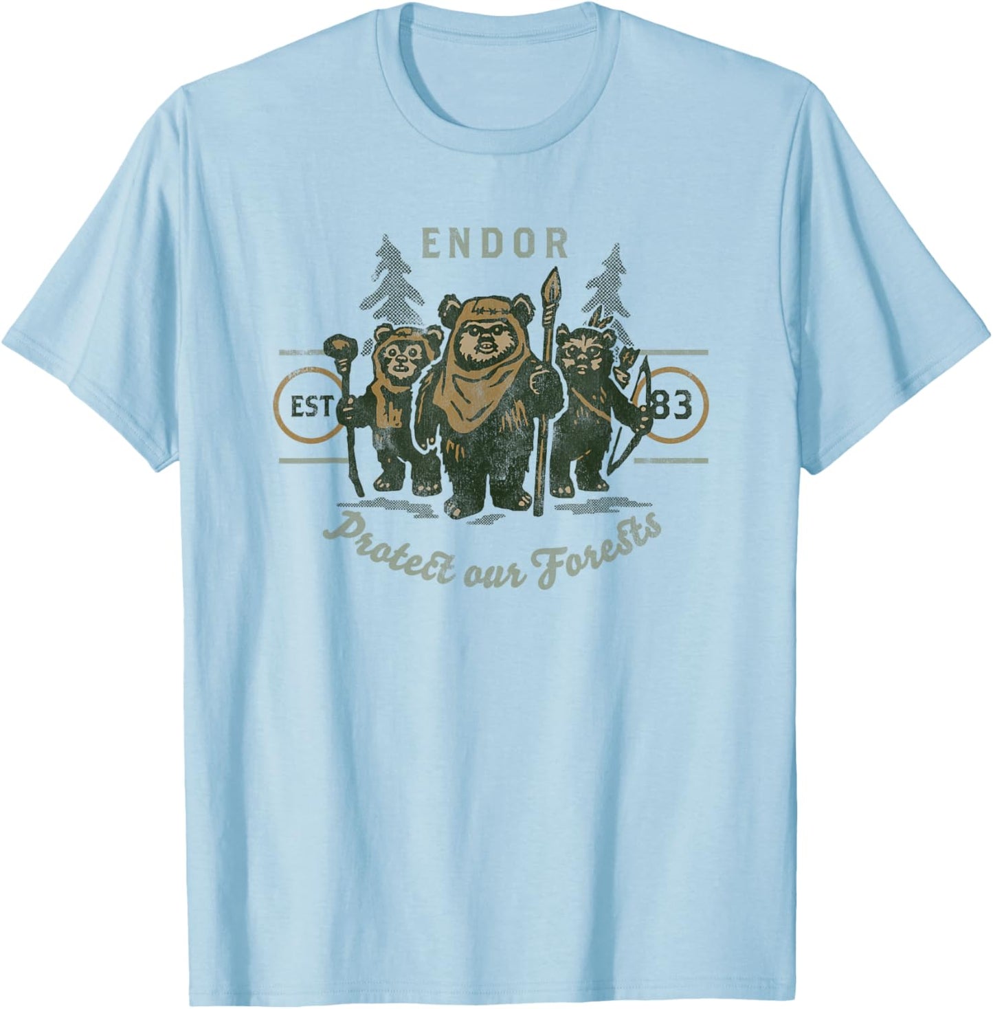 Star Wars Ewok Endor Protect Our Forests T-Shirt - T-Shirt | Light Blue