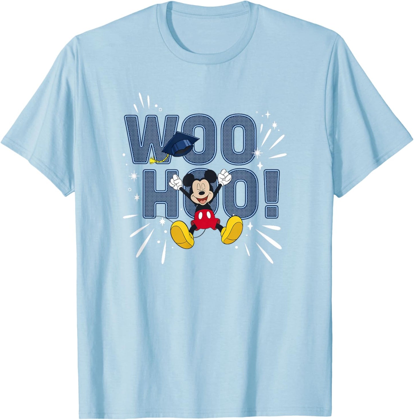 Disney Mickey Mouse Graduation Celebration Woo Hoo! T-Shirt - T-Shirt | Light Blue