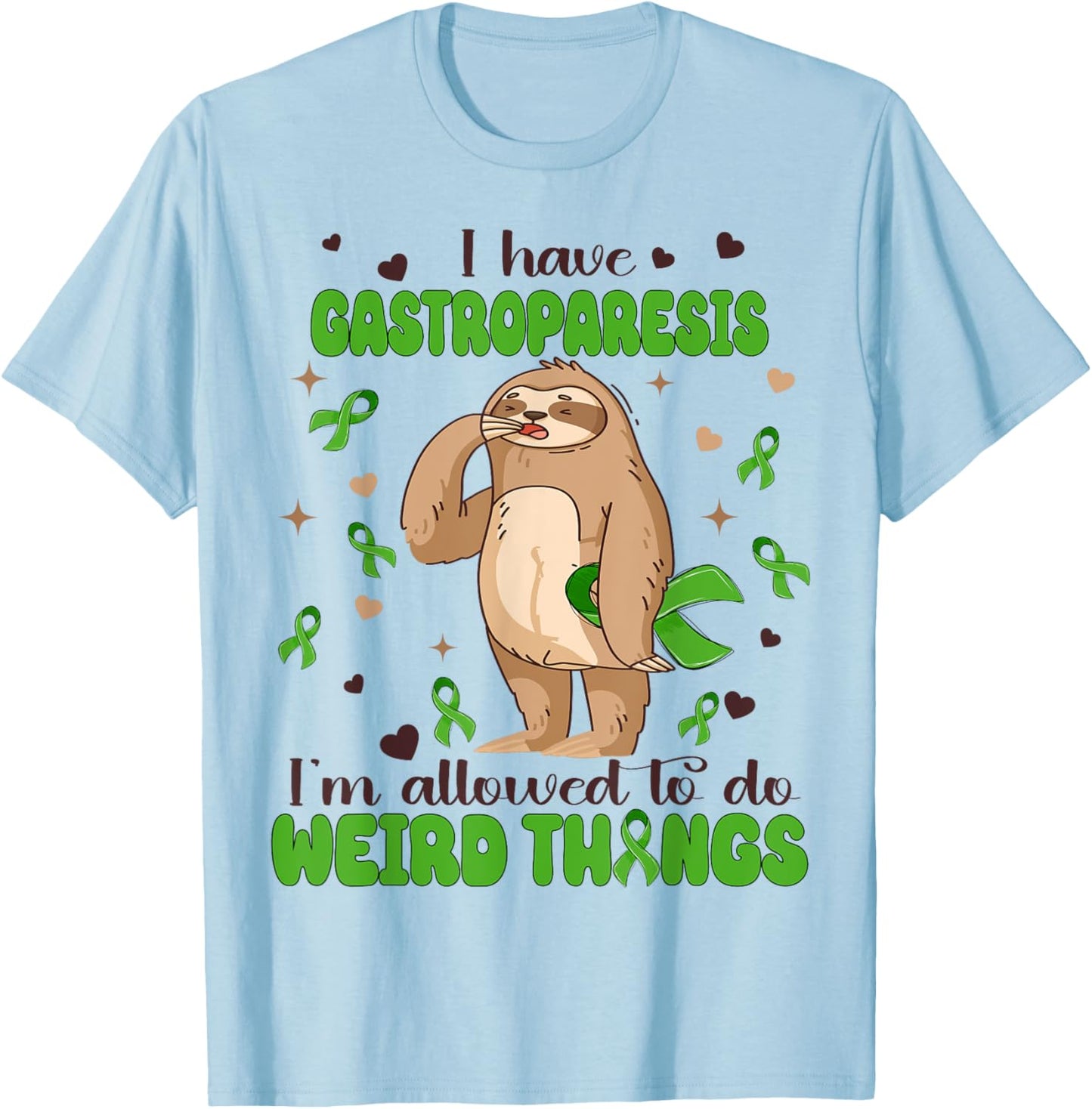 I Have Gastroparesis Tired Sloth Gastroparesis Awareness T-Shirt - T-Shirt | Light Blue