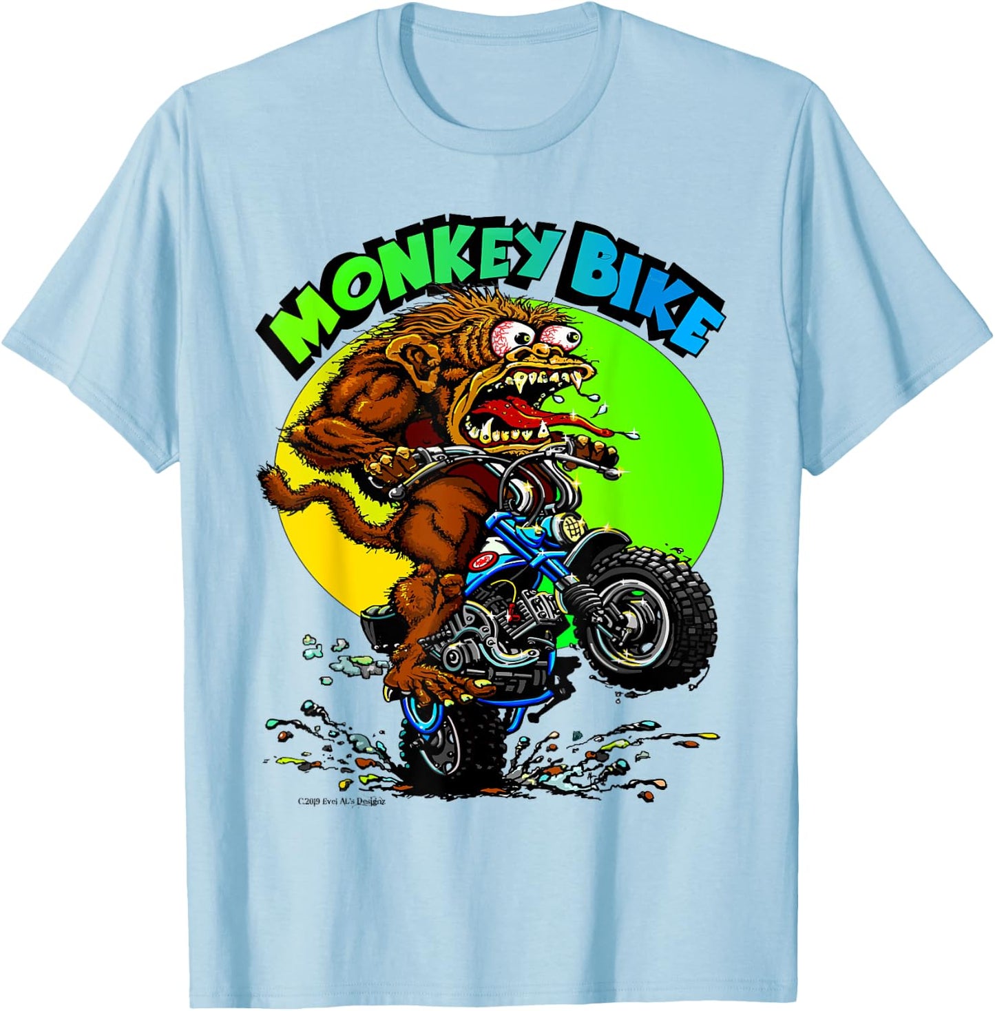 Monkey Bike T-Shirt - T-Shirt | Light Blue