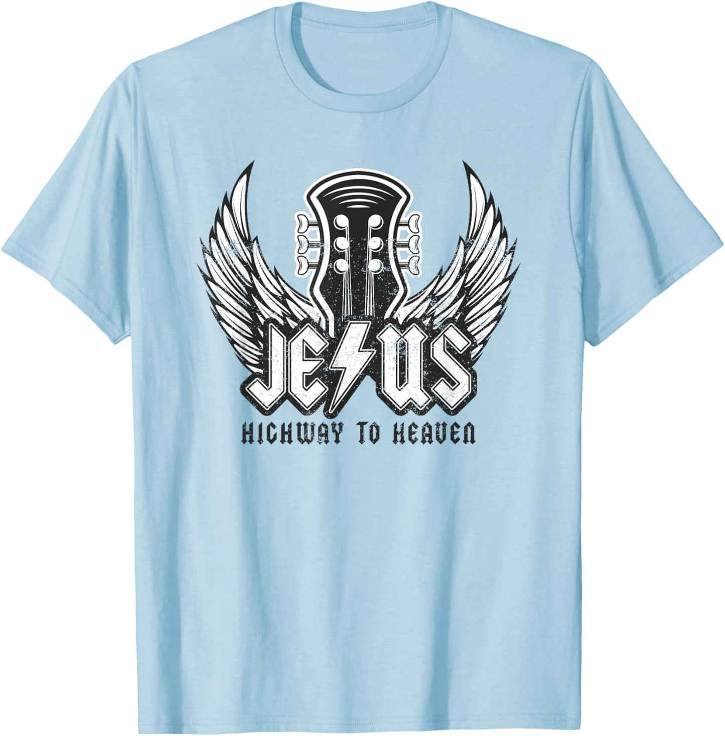 Jesus Rock and Roll Christian Music Worship Bible Verse T-Shirt - T-Shirt | Light Blue