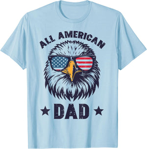 4th Of July Eagle Dad American USA Patriot Daddy Papa Men T-Shirt - T-Shirt | Light Blue
