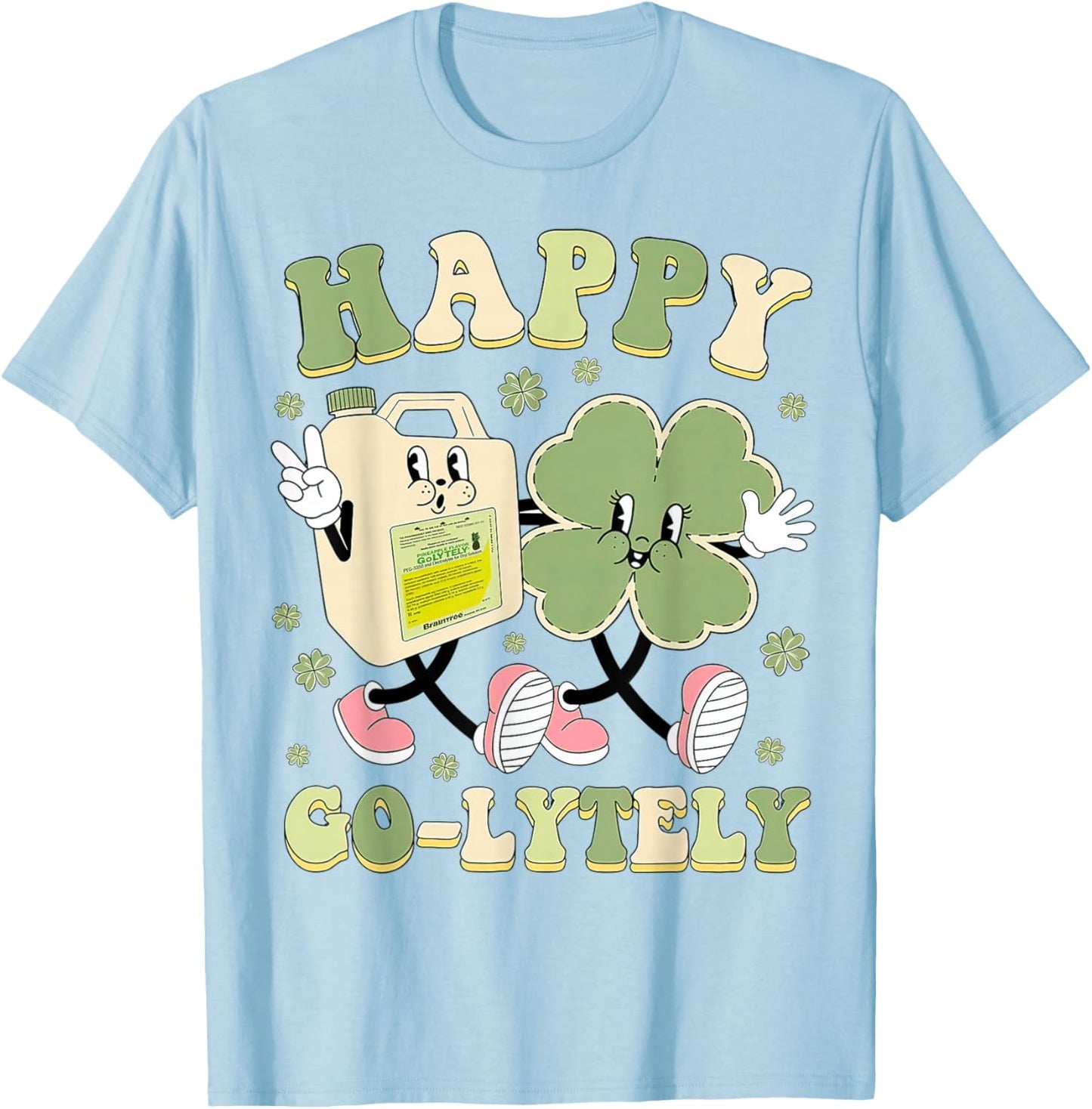 Happy Go-Lytely, Funny GI Nurse St Patrick's Day Shamrock T-Shirt - T-Shirt | Light Blue