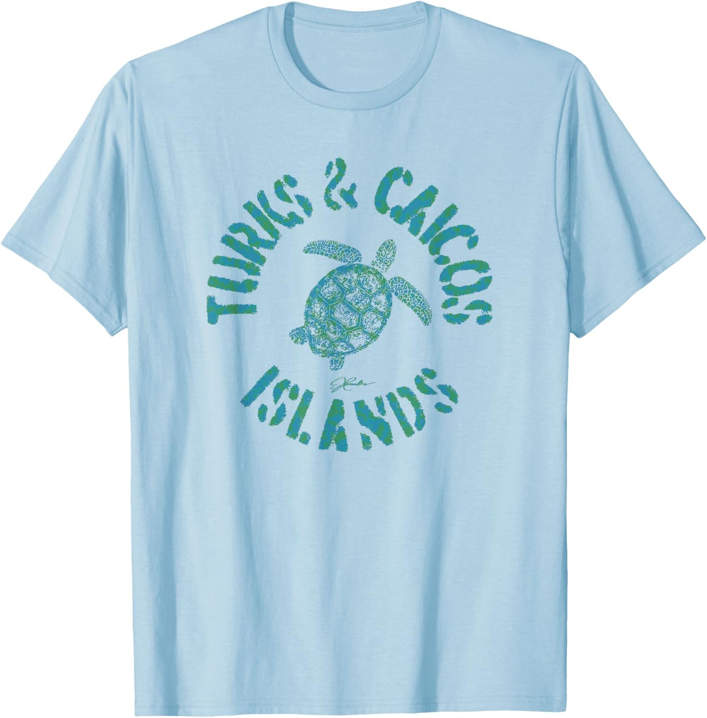 JCombs: Turks & Caicos Islands Sea Turtle T-Shirt - T-Shirt | Light Blue