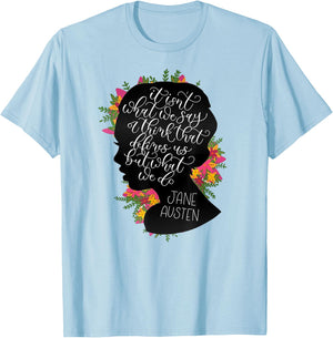 Jane Austen Vintage Quote Literary Book Club Fans T-Shirt - T-Shirt | Light Blue