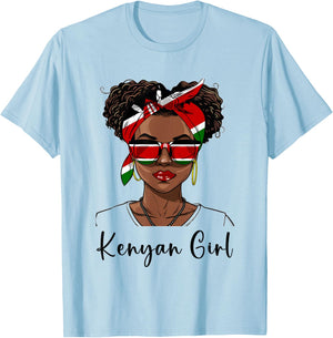Kenya Flag Outfit for Woman Girl Souvenirs Keynan T-Shirt - T-Shirt | Light Blue