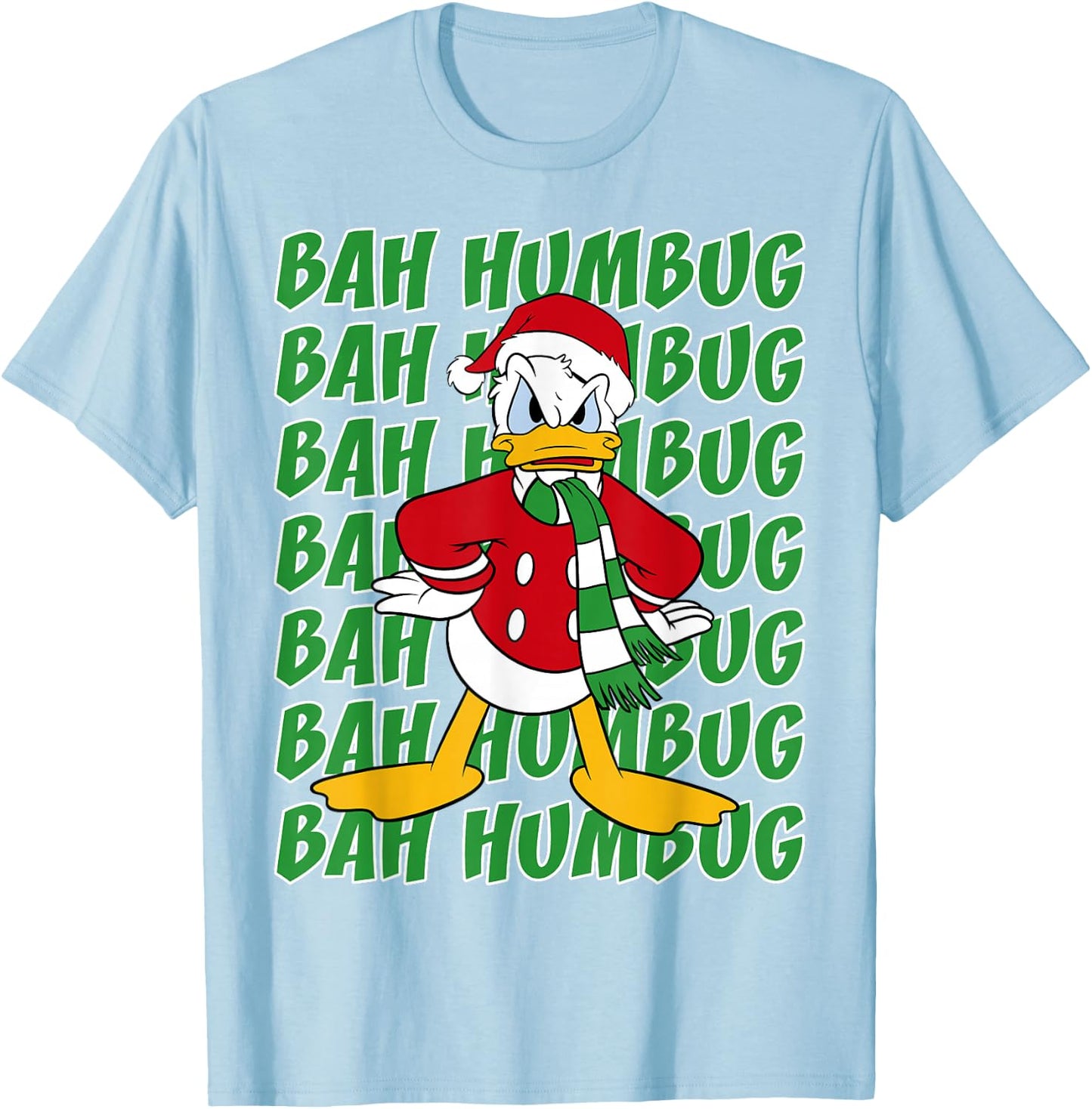 Disney Donald Duck Bah Humbug Christmas Text Stack T-Shirt - T-Shirt | Light Blue
