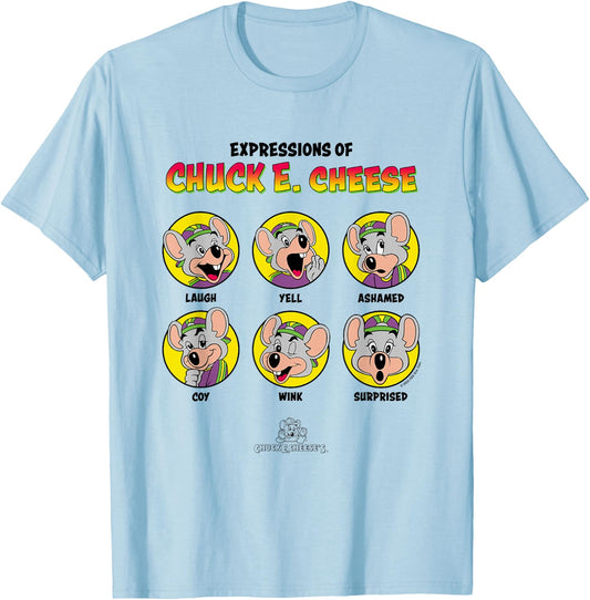Chuck E. Cheese Expressions Of Chuck Big Chest Panels T-Shirt - T-Shirt | Light Blue