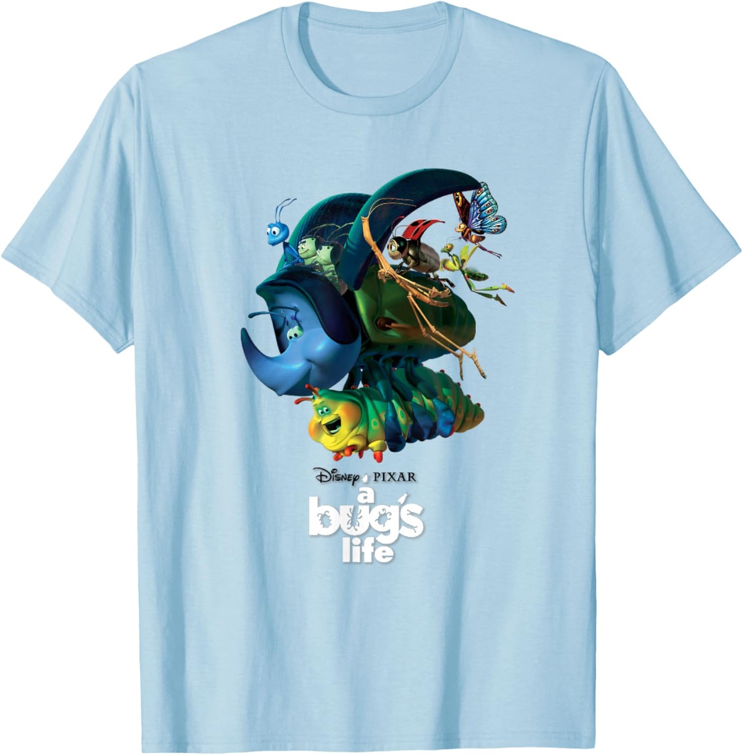Disney Pixar A Bug's Life Iconic Characters Group Shot Logo T-Shirt - T-Shirt | Light Blue