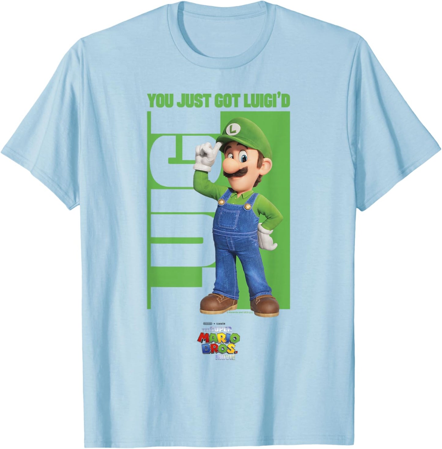 The Super Mario Bros. Movie Luigi You Just Got Luigi'd Logo T-Shirt - T-Shirt | Light Blue