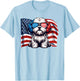 Cute Lhasa Apso USA Flag Sunglasses Patriotic American Pride T-Shirt - T-Shirt | Light Blue