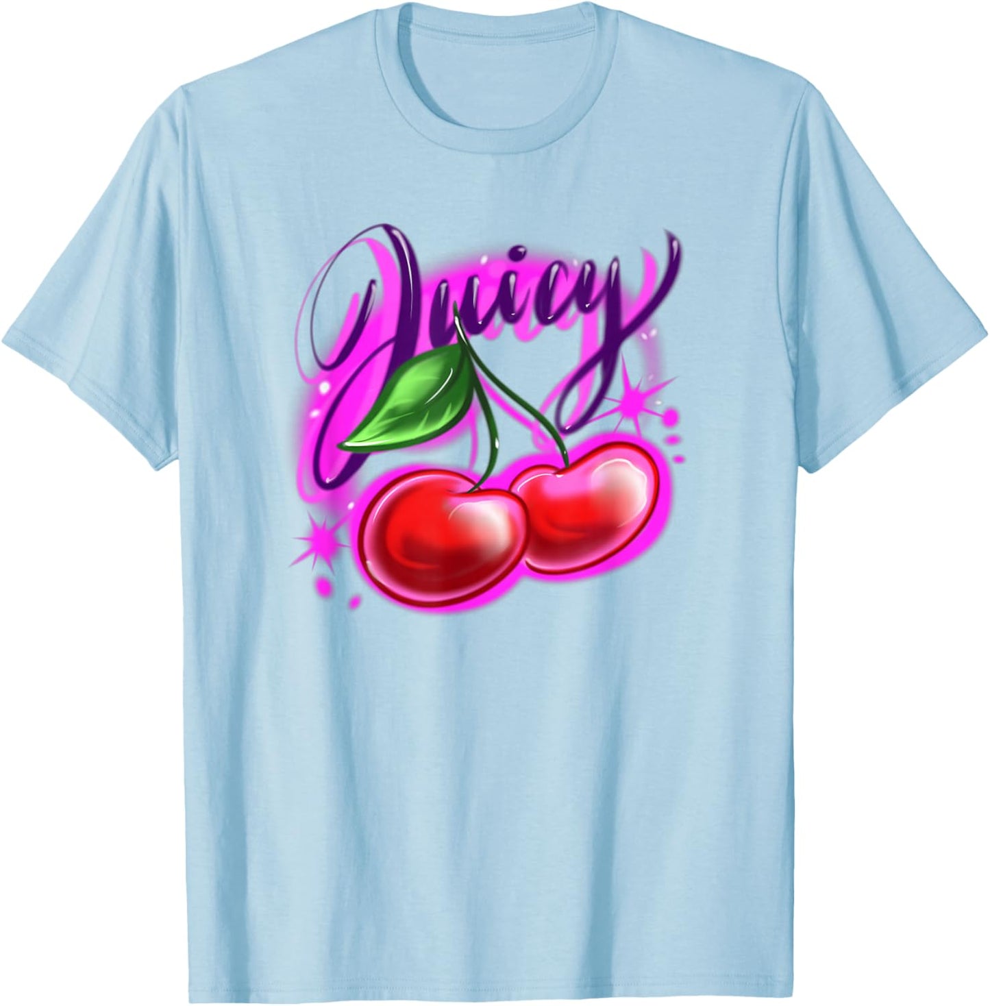 Classic Airbrush Style Illustration Y2k Retro Aesthetic T-Shirt - T-Shirt | Light Blue