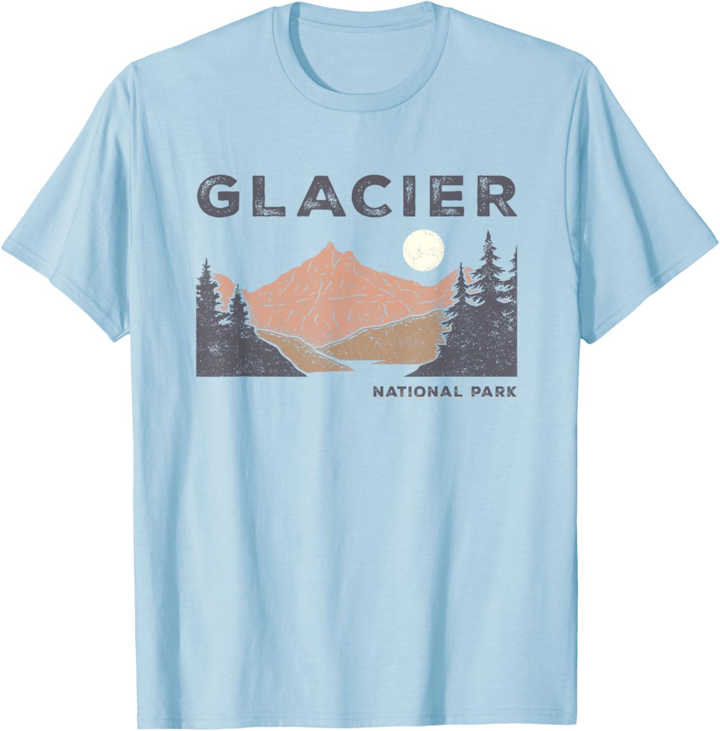 Retro Glacier National Park Montana Vintage T-Shirt - T-Shirt | Light Blue