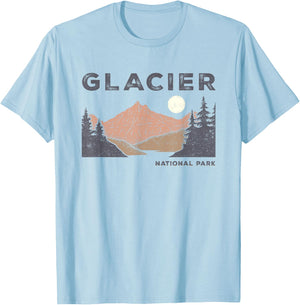 Retro Glacier National Park Montana Vintage T-Shirt - T-Shirt | Light Blue