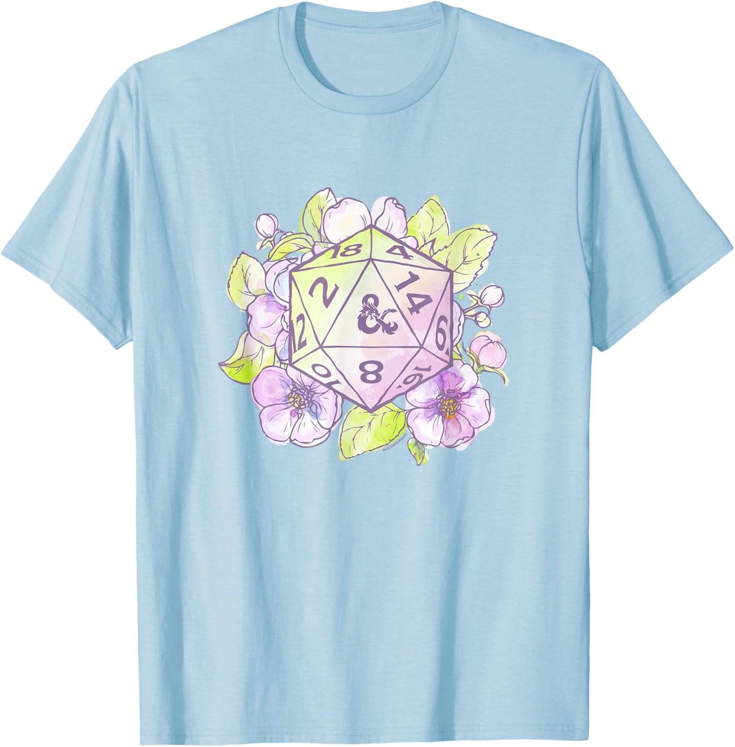 Dungeons & Dragons Retro Pastel Beholder Floral RPG Dice T-Shirt - T-Shirt | Light Blue