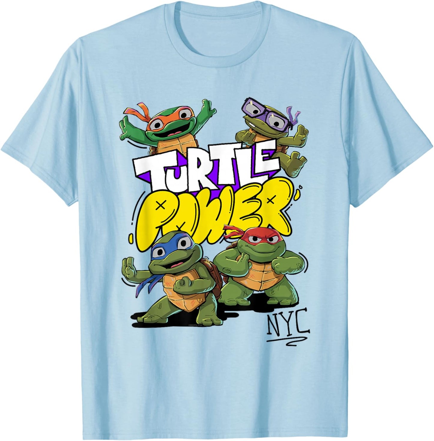 Teenage Mutant Ninja Turtles: Mutant Mayhem Cute Turtle T-Shirt - T-Shirt | Light Blue