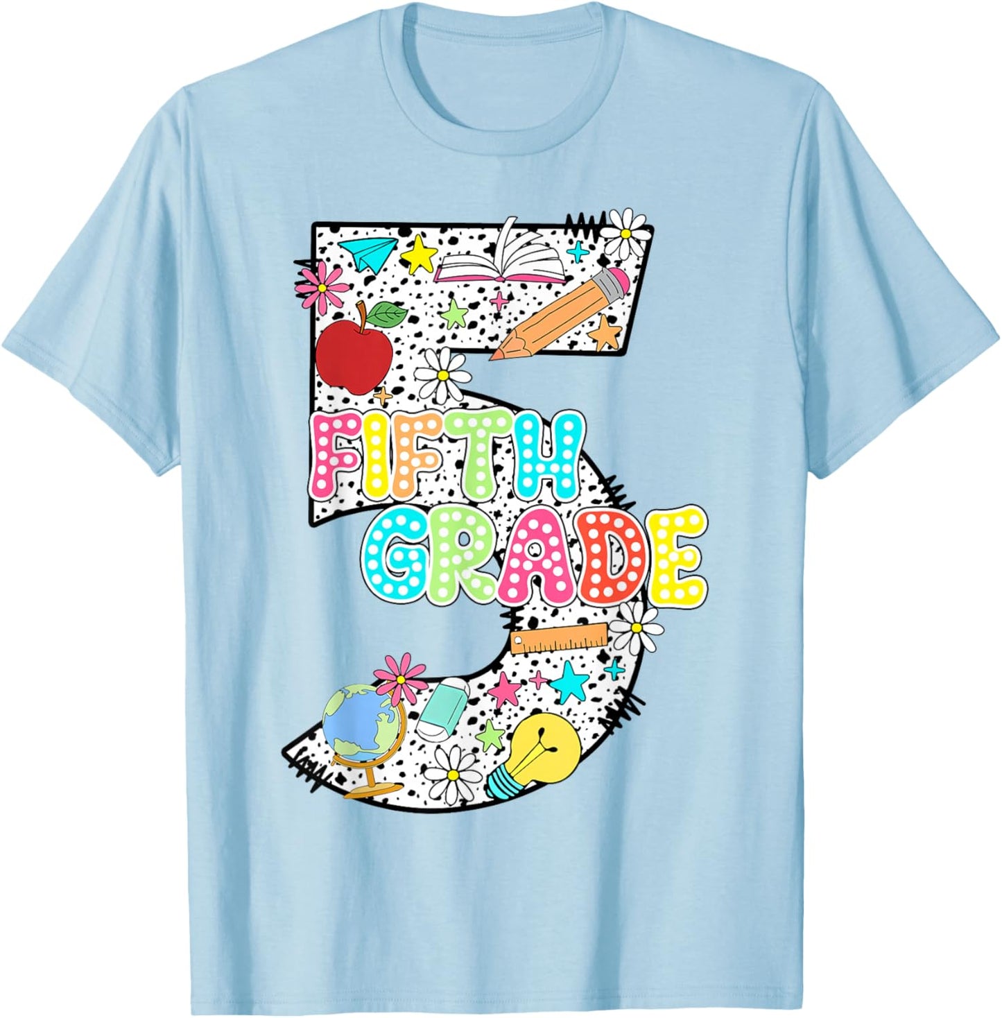 Number 5 Fifth Grade Hello 5th Grade Squad Teacher Student Men Women Kids T-Shirt - T-Shirt | Light Blue