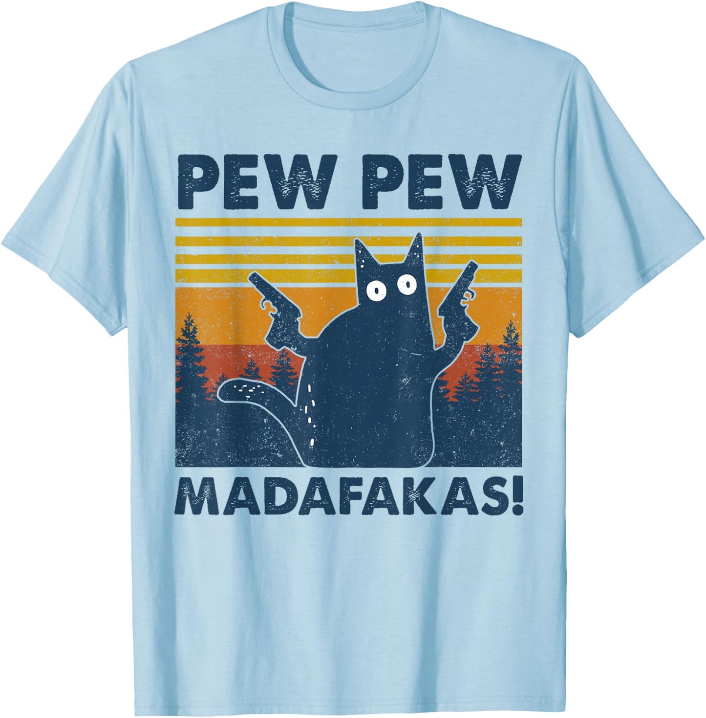Vintage Cats Pew Pew Madafakas Funny Crazy Cat Lovers Gifts Small T-Shirt - T-Shirt | Light Blue