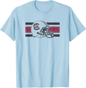 South Carolina Gamecocks Football Retro Helmet White T-Shirt - T-Shirt | Light Blue
