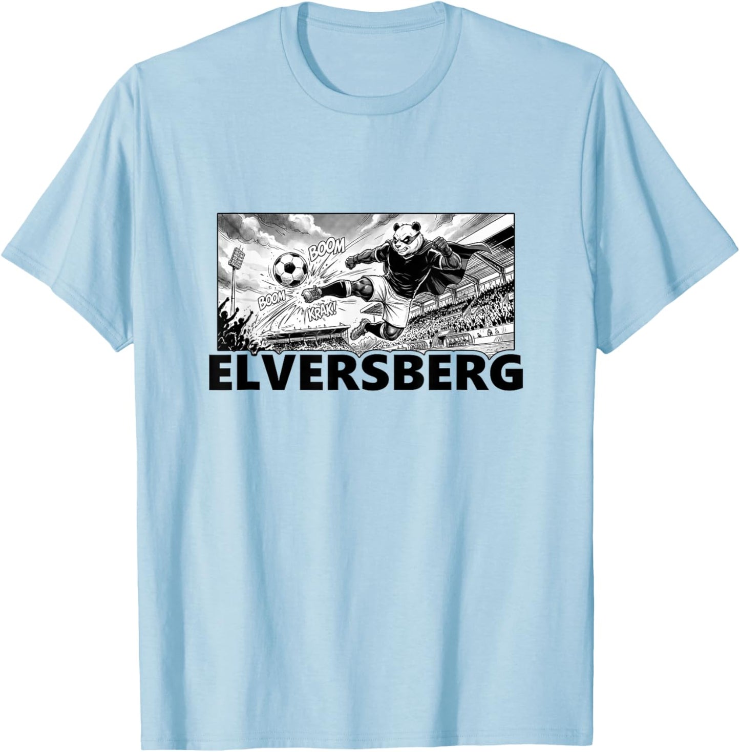 Fußball Panda Kaiserlinde Elversberg Erste Liga Schwarz Weiß T-Shirt - T-Shirt | Light Blue