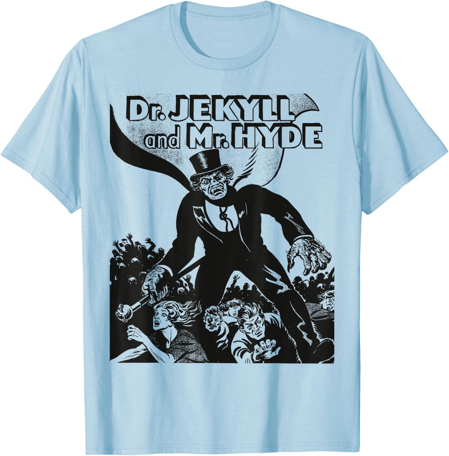 Dr. Jekyll & Mr. Hyde Horror Retro Halloween Monster T-Shirt - T-Shirt | Light Blue