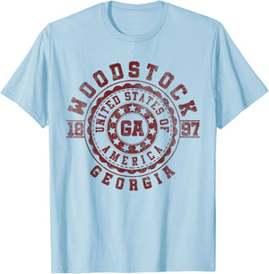 Woodstock GA | Georgia | Vintage City Apparels T-Shirt - T-Shirt | Light Blue