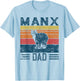Best Cat Dad Men - Vintage Manx Cat T-Shirt - T-Shirt | Light Blue