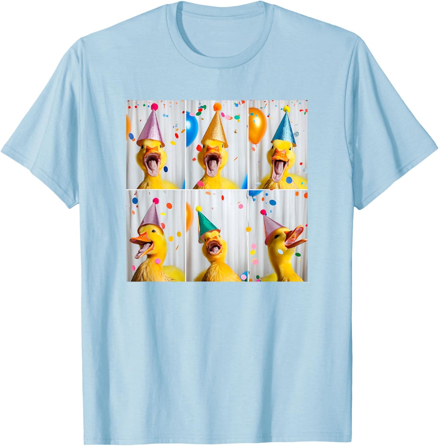 Happy Duck Face Farmyard Chick Colorful Bird Birthday Duck T-Shirt - T-Shirt | Light Blue