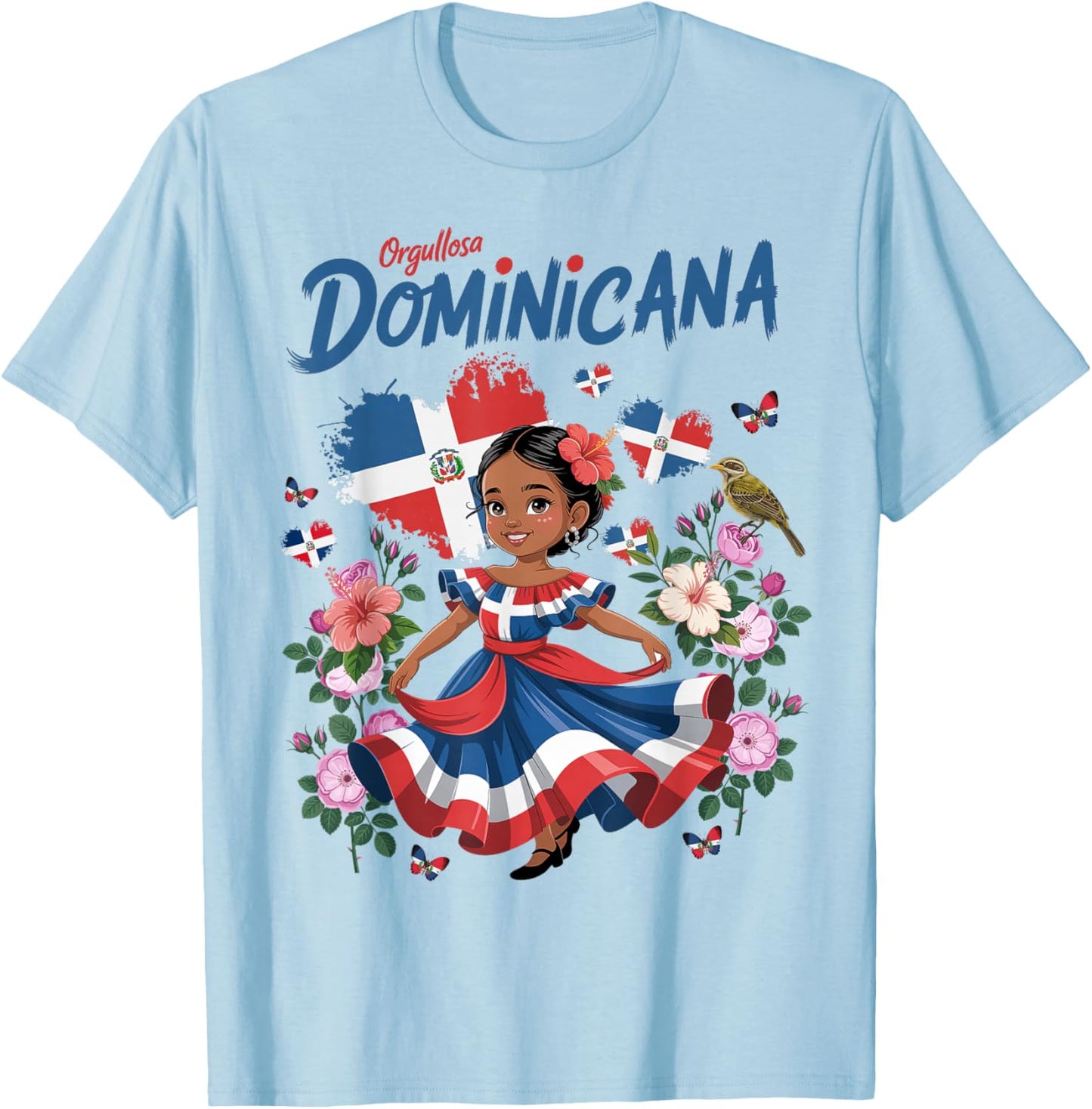 Dominican Republic Flag Outfit Idea for Girls Dominicana T-Shirt - T-Shirt | Light Blue