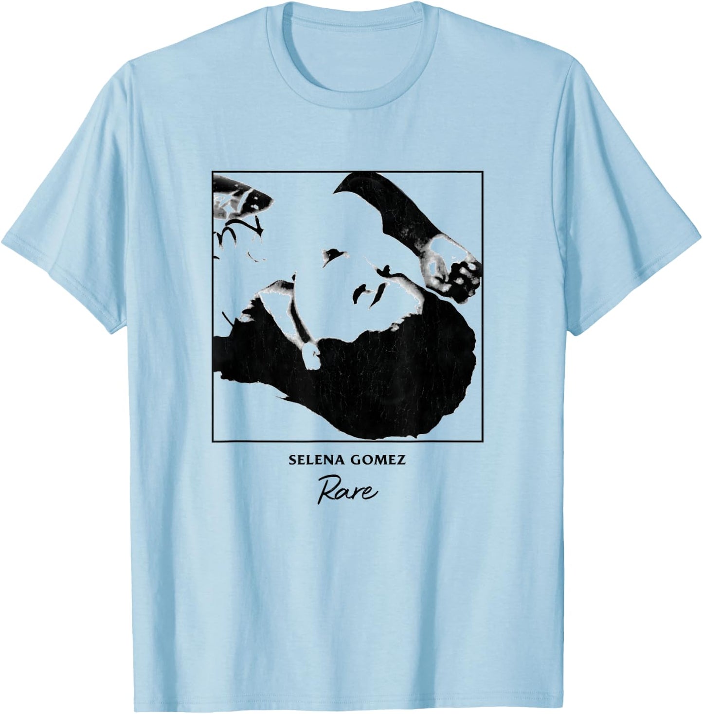Selena Gomez Black & White Album Art T-Shirt - T-Shirt | Light Blue