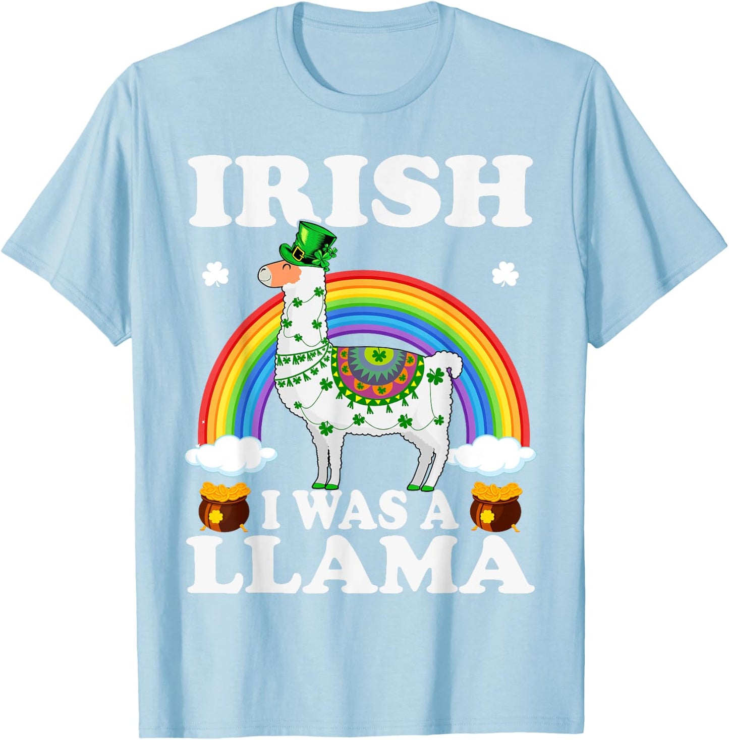 Irish I Was A Llama Leprechaun Hat Llama St. Patrick's Day T-Shirt - T-Shirt | Light Blue
