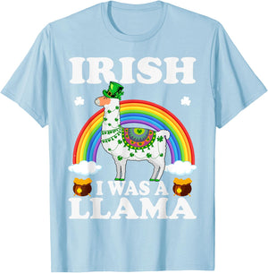 Irish I Was A Llama Leprechaun Hat Llama St. Patrick's Day T-Shirt - T-Shirt | Light Blue