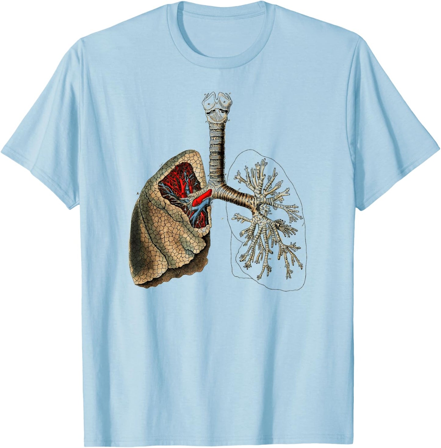 Human Lung Vintage Lung Medical Anatomy T-Shirt - T-Shirt | Light Blue