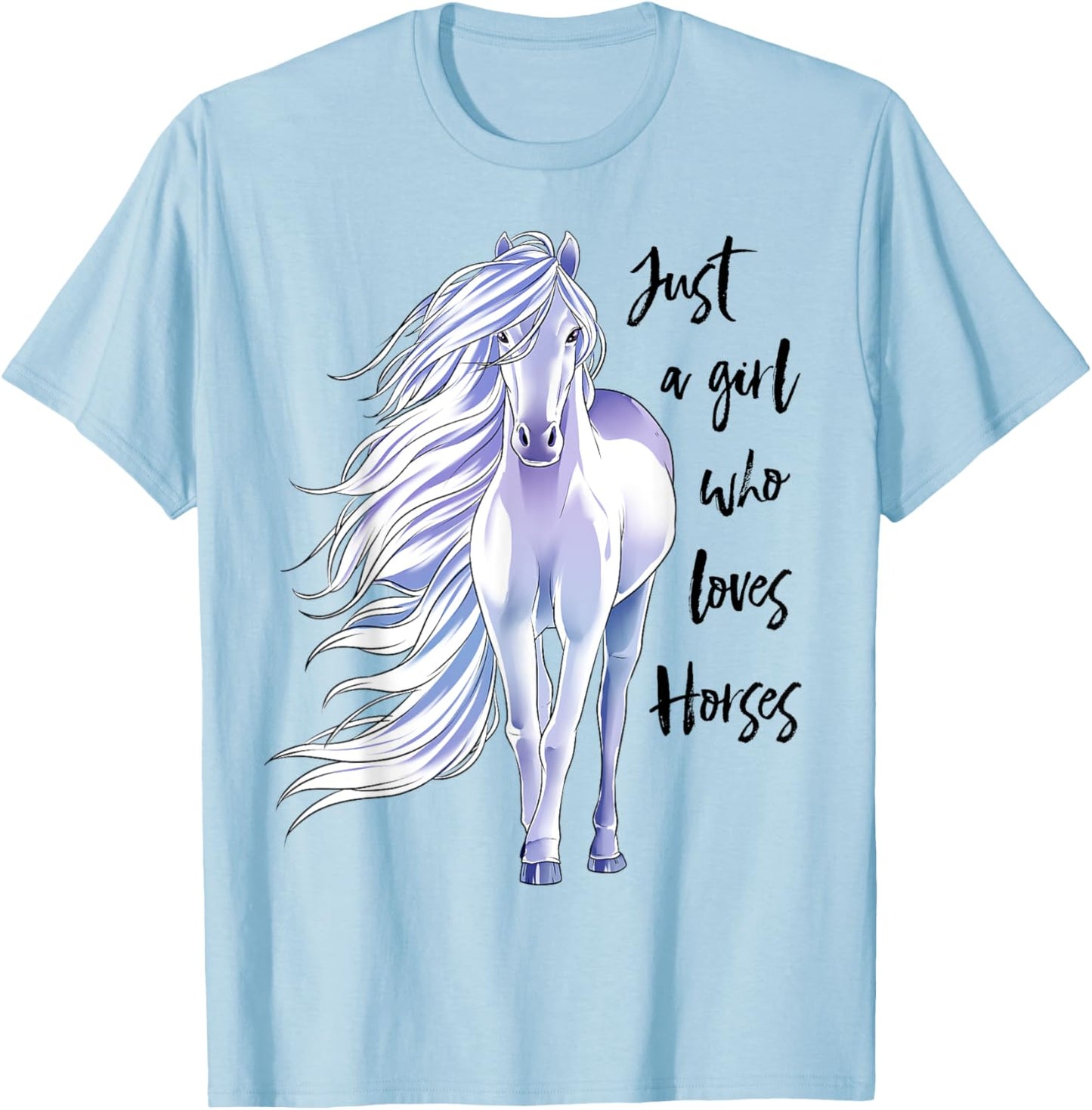 Just A Girl Who Loves Horses Horseback Riding Women Girl T-Shirt - T-Shirt | Light Blue
