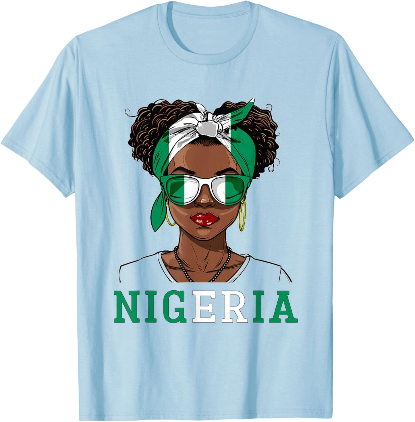 Nigeria Flag Outfit for Woman Decor Souvenirs Nigerian T-Shirt - T-Shirt | Light Blue
