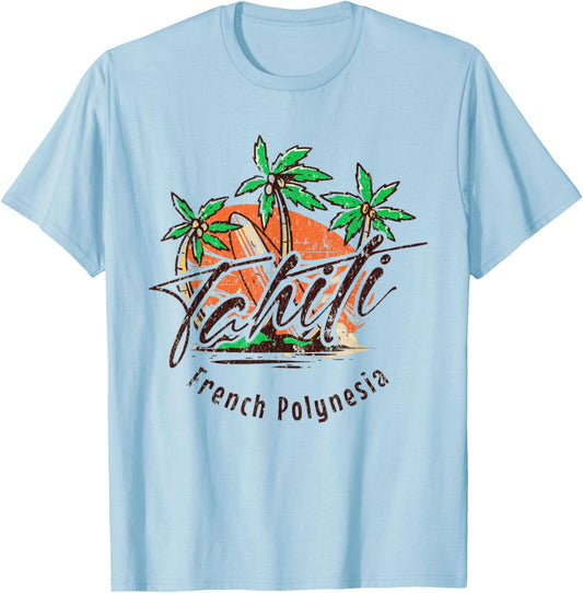 Retro Tahiti French Polynesia - Tahiti T-Shirt - T-Shirt | Light Blue