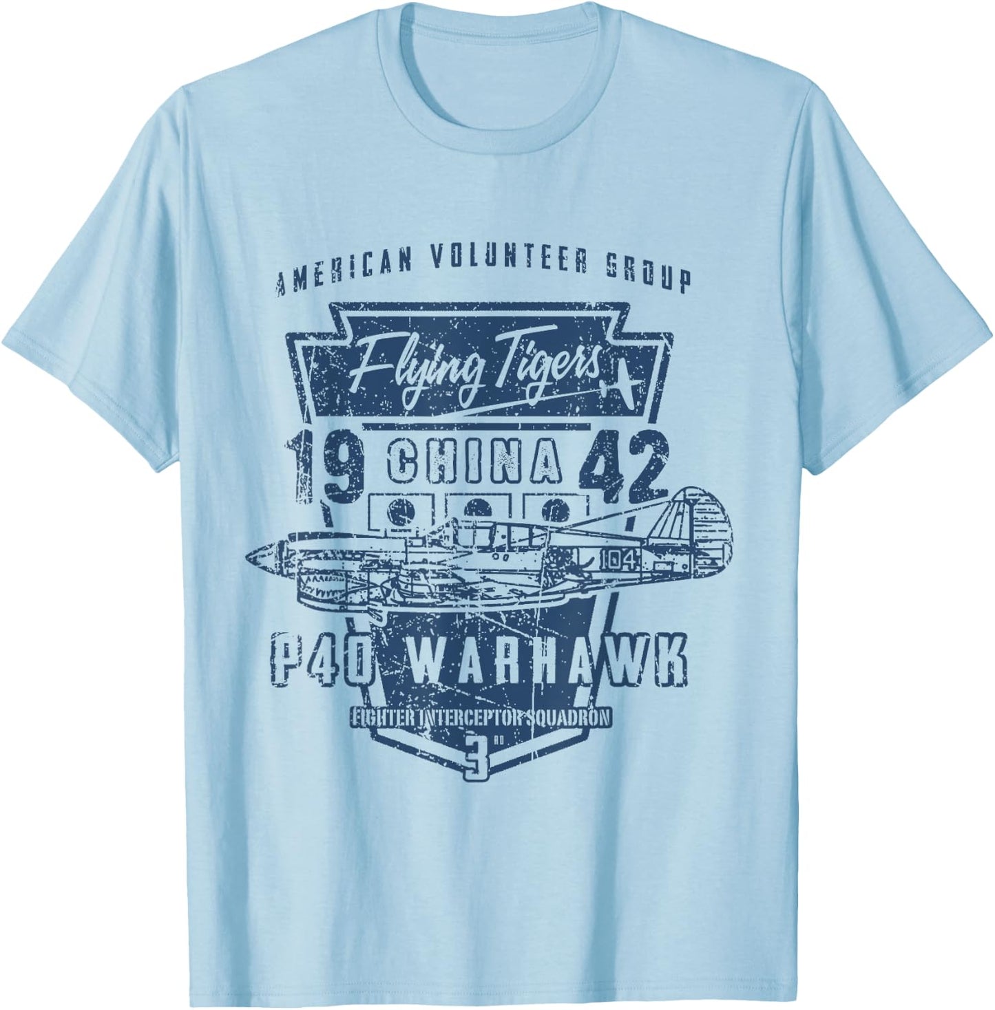 Warbird Flying Tiger p-40 Warhawk T Shirt T-Shirt - T-Shirt | Light Blue