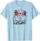 Hipster Guinea Pig in Red Glasses Pet Animal T Shirt T-Shirt - T-Shirt | Light Blue