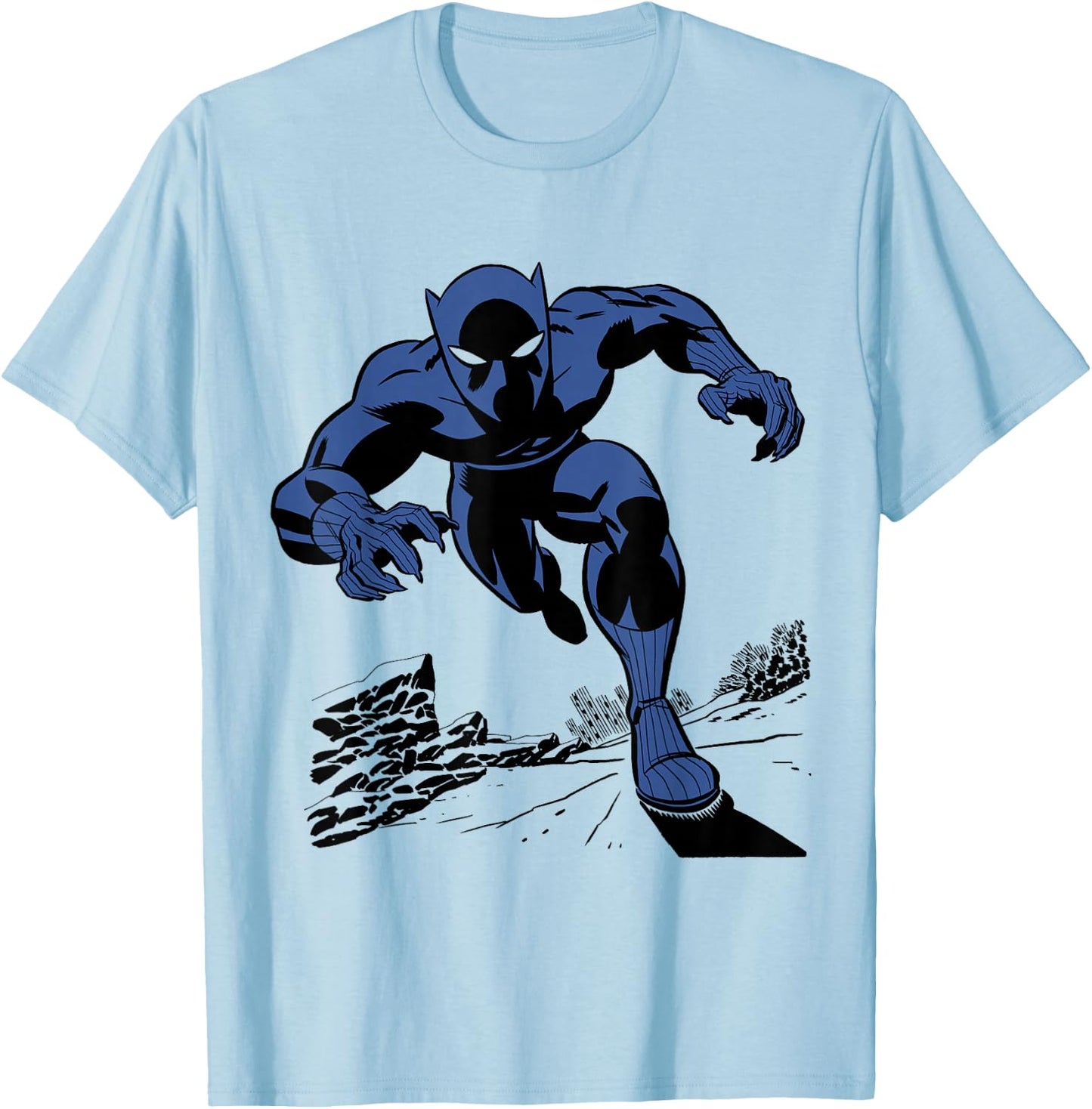 Marvel Black Panther Retro Comic Art T-Shirt - T-Shirt | Light Blue