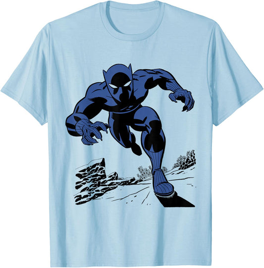 Marvel Black Panther Retro Comic Art T-Shirt - T-Shirt | Light Blue