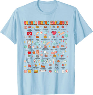 Back To School Funny School Nurse Alphabet School Nurse Life T-Shirt - T-Shirt | Light Blue