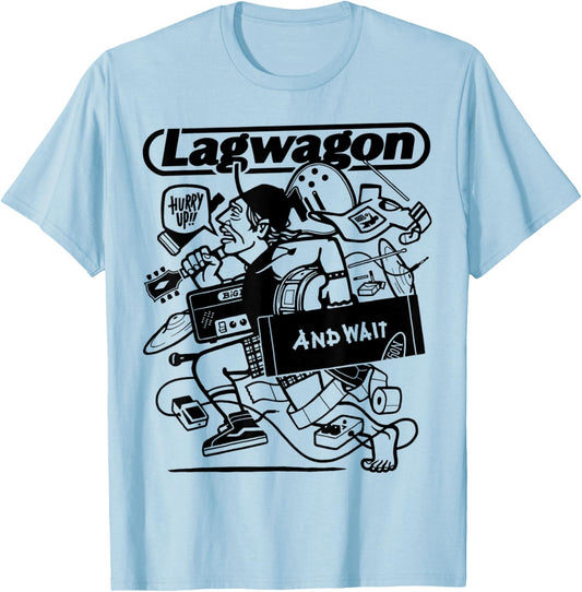Lagwagon Men's Grey Classic Fit Cartoon Pattern , Small T-Shirt - T-Shirt | Light Blue