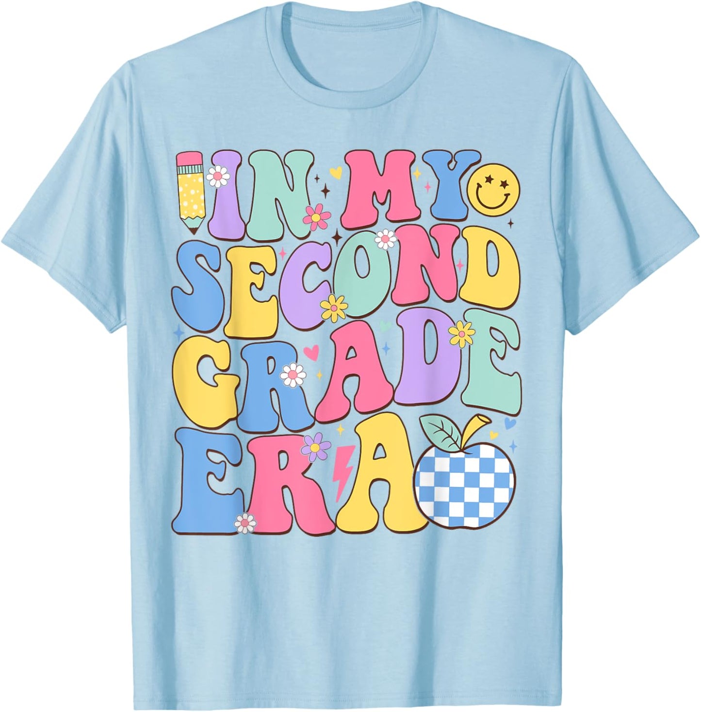 In My Second Grade Era Groovy Back To School Teachers Kids T-Shirt - T-Shirt | Light Blue