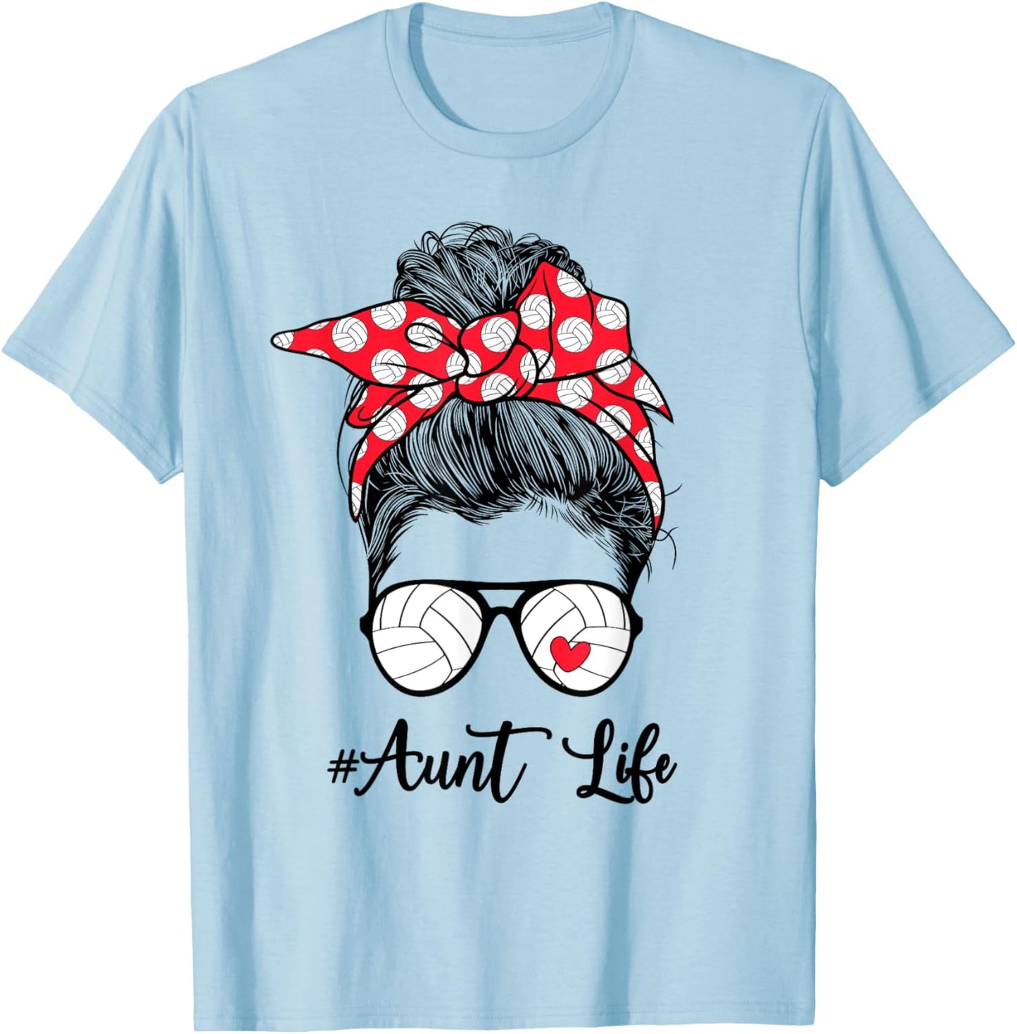 Volleyball Aunt Life Auntie Of A Volleyball Player Aunt T-Shirt - T-Shirt | Light Blue