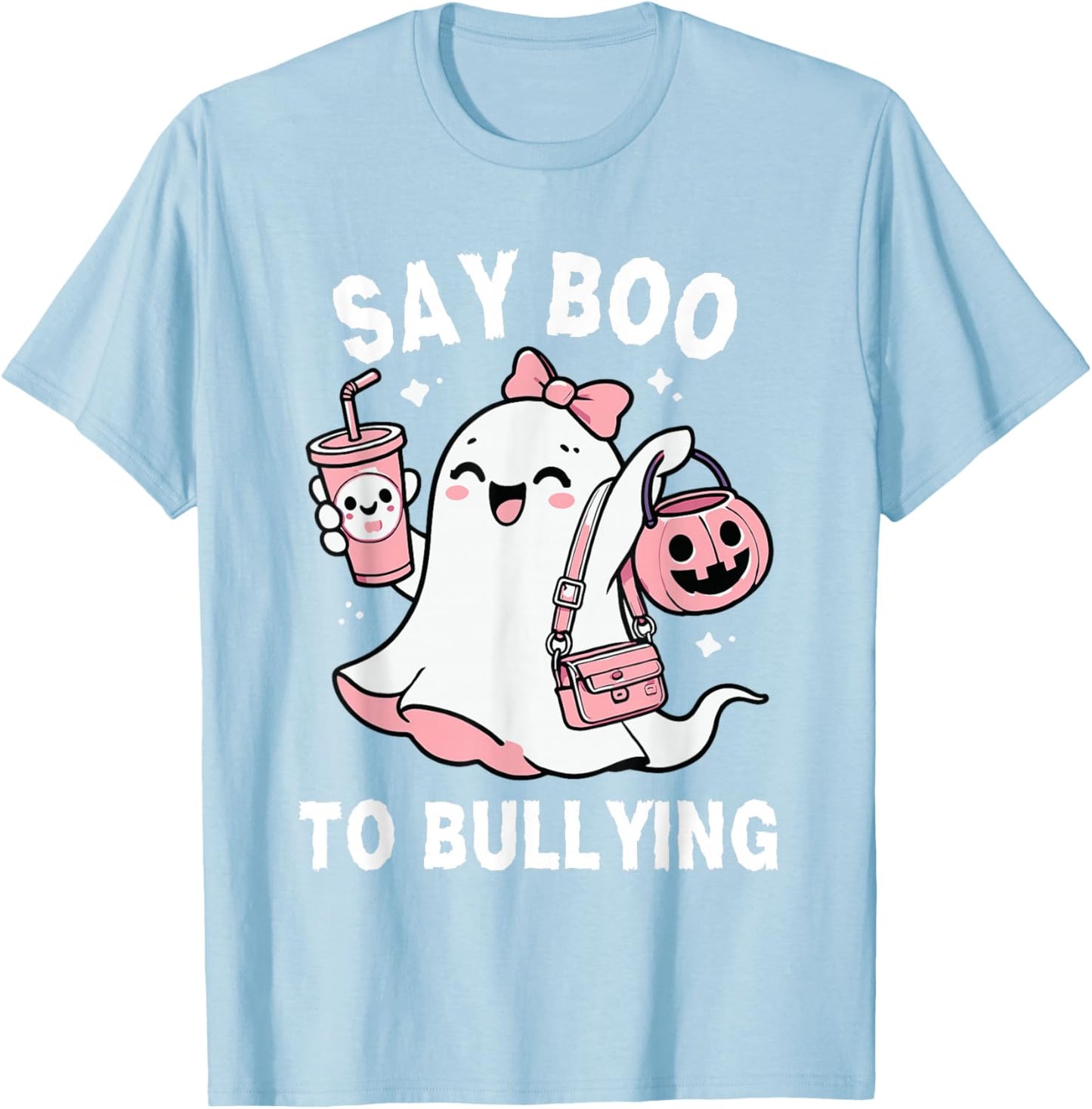 Say Boo To Bullying Orange Anti Bullying Unity Day Halloween T-Shirt - T-Shirt | Light Blue
