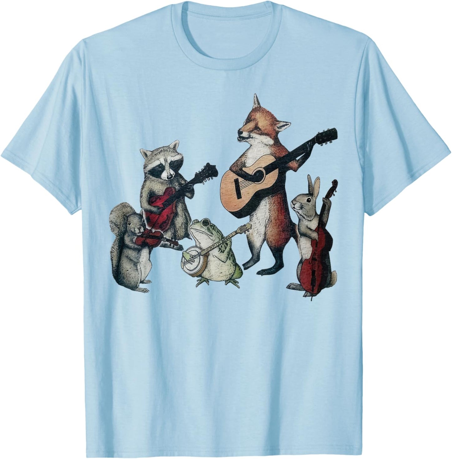 Bluegrass Animal Band Geeky Musical Vintage T-Shirt - T-Shirt | Light Blue